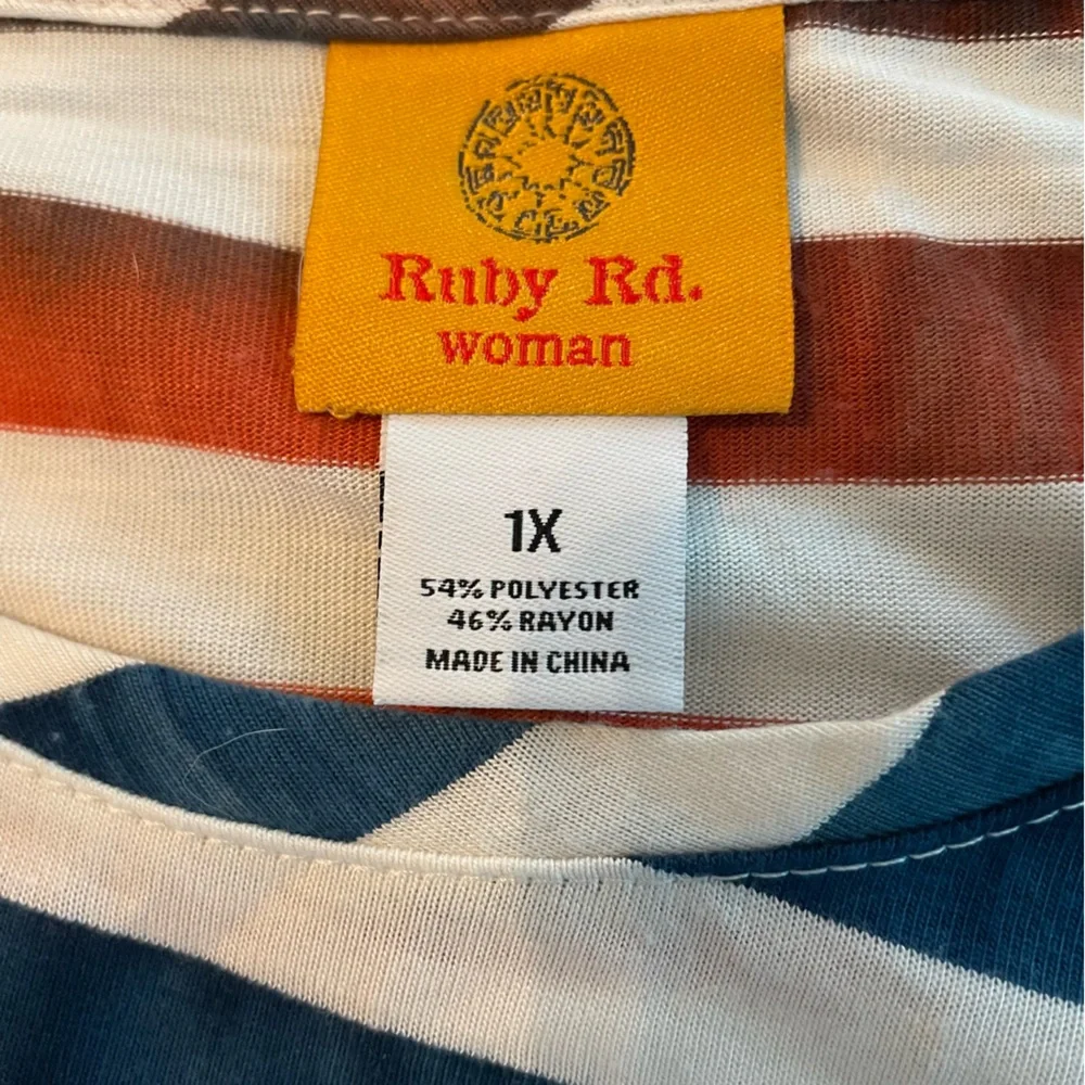 Ruby Rd. Striped Long Sleeve Top with Tie Details - Picture 8 of 8